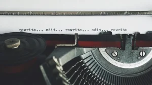 Typewriter with repeated words on the paper